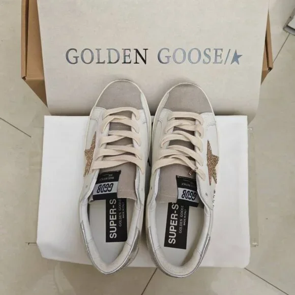 Golden Goose Women's Cream and Gold Flats - Picture 3 of 5